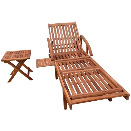 Maison Chic Ležalnik - Sončna ležalnik z mizico trden akacijev les, (22042859) Slike