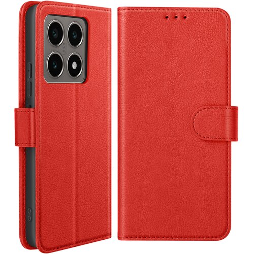 AVIZAR Denarnica etui za Xiaomi 14T serije Chesterfield s funkcijo stojala, Rdeča, (5000189437) Cene