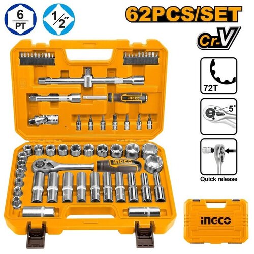 Ingco Set gedora 62/1 HKTS12602 1/2&amp;Prime; SUPER Slike