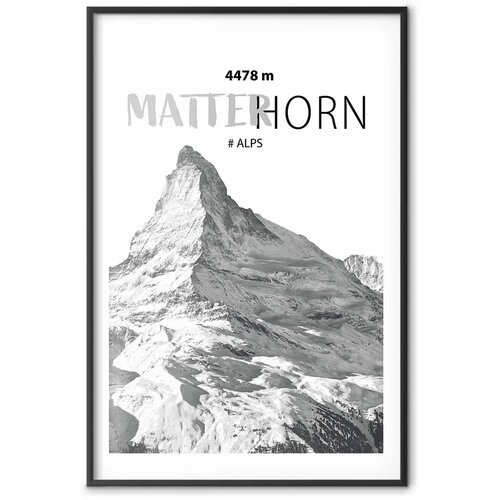  Plakat - The majestic Matterhorn mountain peak crown of mountains mountain landscape 60x90 Crni okvir s margom Cene
