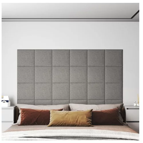  Stenski paneli 12 kosov svetlo sivi 30x30 cm blago 1,08 m²