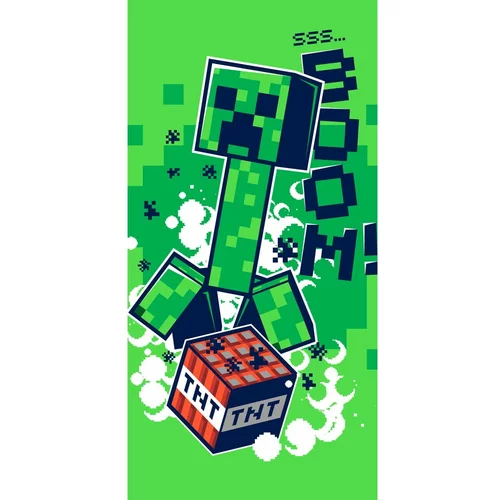 Jerry Fabrics Zelena bombažna otroška brisača 70x140 cm Minecraft Boom –