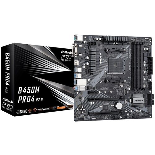 AsRock B450M PRO4 R2.0 AM4 4xDDR4 4xSATA Slike