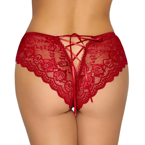 Cottelli Panty Crotchless with Floral Lace 2310970 Red M