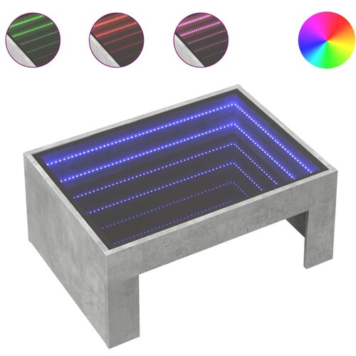 Maison Chic Klubska mizica - kavna mizica - Nizka mizica z neskončnimi LED betonsko siva 70x50x30 cm, (21752037) Slike