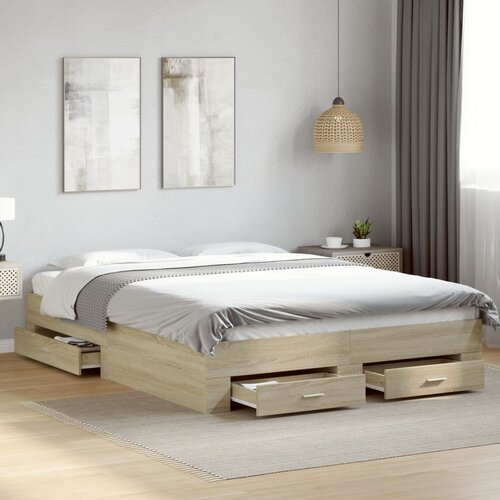 Furnova Posteljni okvir s predali sonoma hrast 160x200cm inženirski les, (21940680) Slike