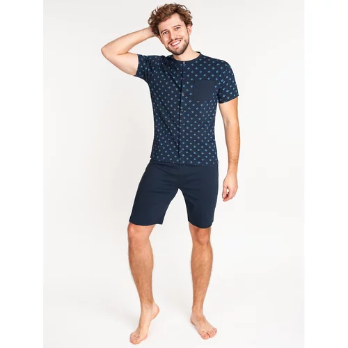 Yoclub Man's Men's Short Cotton Pyjamas PIA-0040F-A110 Navy Blue