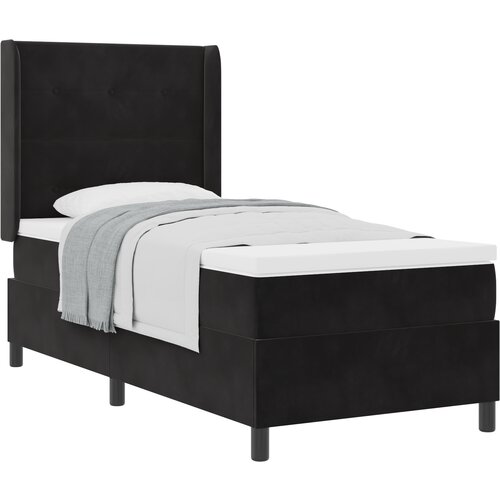 VidaXL Box Spring postelja z vzmetnico Črna 90x190 cm Velur, (22050748) Slike
