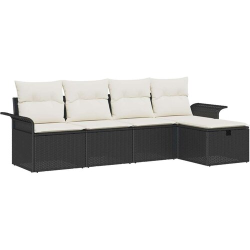  Set od 5 dijelova vrtnog kauča s jastučićima Crni Poli Ratan Dvosed vrtni kauč s pohranom i jastučićima Crni Poli Ratan Cene