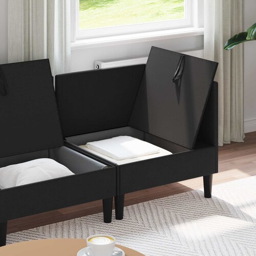  Set namje&amp;scaron;taja za dnevni boravak 3 pcs Crna Tkanina Slike