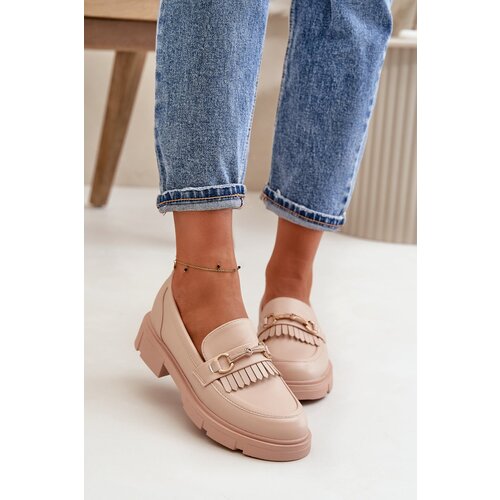 Kesi Women&amp;#039;s moccasins with decoration eco leather beige tialorae Slike