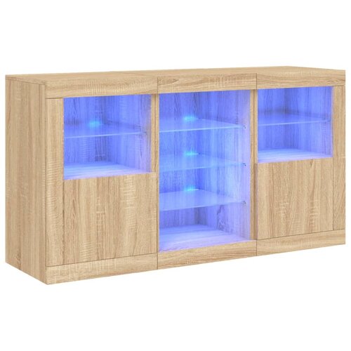 Maison Chic Komoda - Predalnik z LED lučkami sonoma hrast 123x37x67 cm, (21719536) Cene