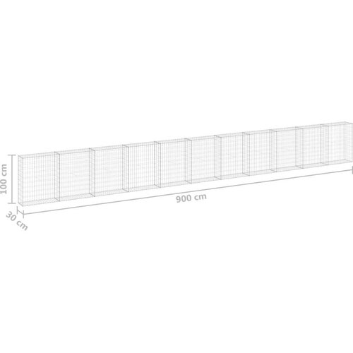 VidaXL gabionski zid s poklopcima od pocinčanog čelika 900x30x100 cm Slike