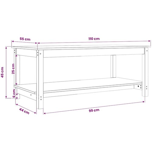  Stolić za kavu sivi 110 x 55 x 45 cm od masivne borovine Slike