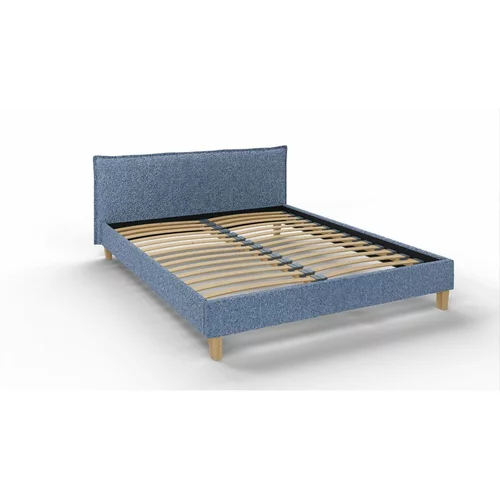 Ropez Plavi tapecirani bračni krevet s podnicom 160x200 cm Tina -