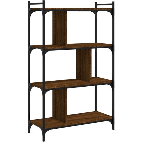 Maison Chic Knjižna omara - Knjižni regal 4-nadstropna rjavi hrast 76x32x123 cm inž. les, (21725066) Slike