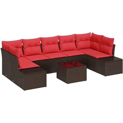 vidaXL Vrtna sedežna garnitura 8 pcs Bež Rdeča 55 x 55 x 37 cm, (5000039491) Cene