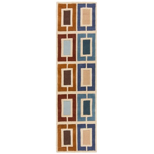 Flair Rugs Moder/oranžen ročno tkan volnen tekač 60x230 cm Retro Blocks – Cene