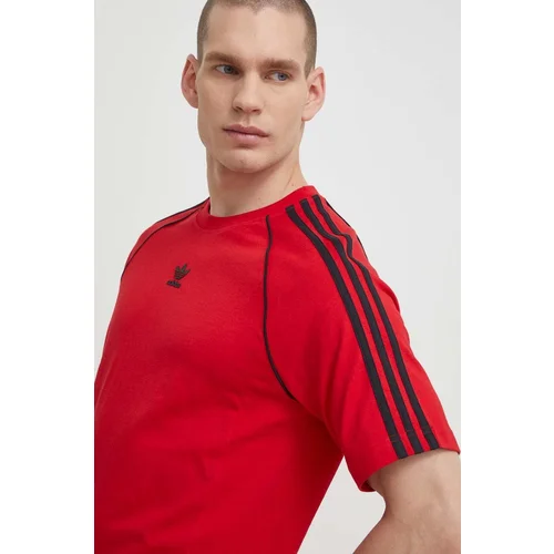 Adidas Pamučna majica za muškarce, boja: crvena, s aplikacijom