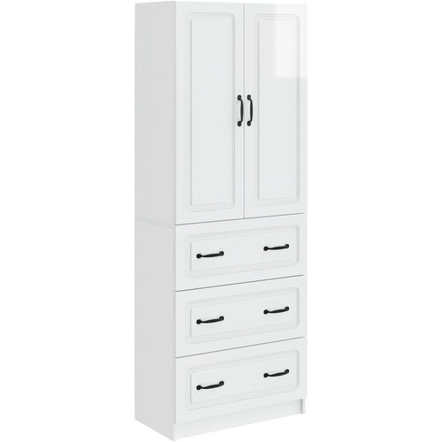VidaXL Set ormara 2 kom. 66 x 34 5 x 87 cm Konstruirano drvo - Visoko sjajno bijela Slike