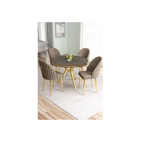 Hanah home Set trpezarijskog stola i stolica (5 delova) Mos Anthracite Gold Cappuccino Cene
