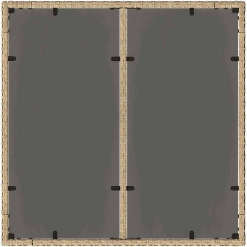 VidaXL Vrtni stol sa staklenom pločom bež 90x90x75 cm od poliratana Slike