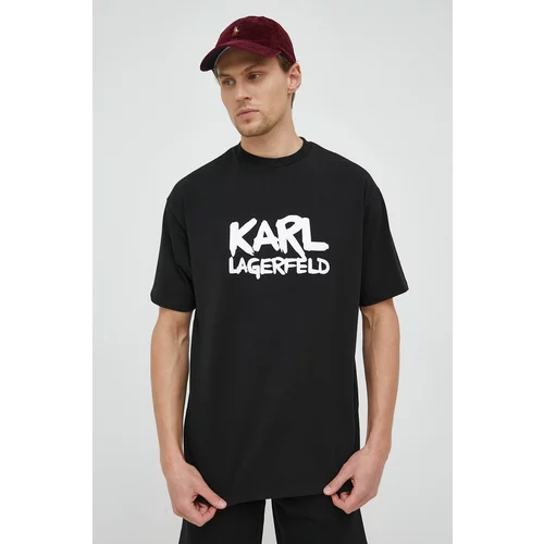Karl Lagerfeld Kratka majica moški, črna barva