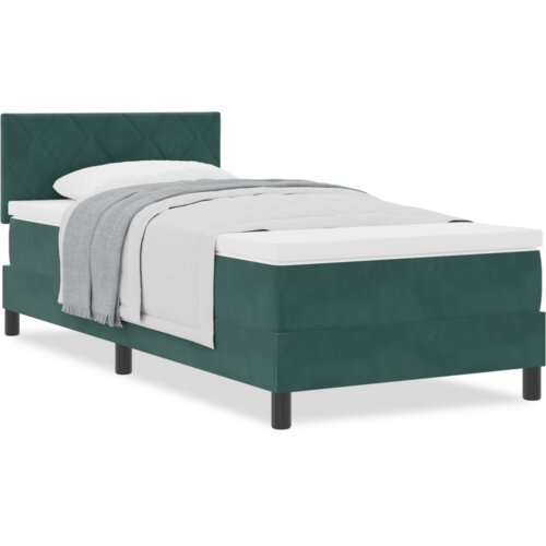 VidaXL box spring krevet s madracem tamnozelena 90x200 cm bar&amp;scaron;un Slike