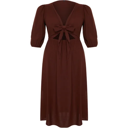 Trendyol Curve Brown A-line Woven Dress