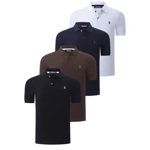 Dewberry QUAD SET T8561 MENS T-SHIRT-BLACK-WHITE-NAVY BLUE-BROWN Slike