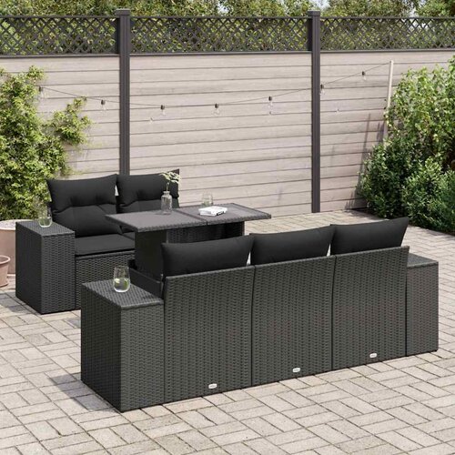 vidaXL 6-dijelni set vrtnih sofa s jastucima crni od poliratana Cijene