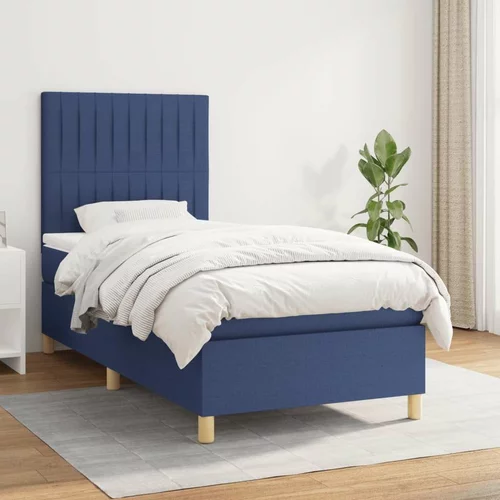 Box spring postelja z vzmetnico moder 80x200 cm blago, (20894630)