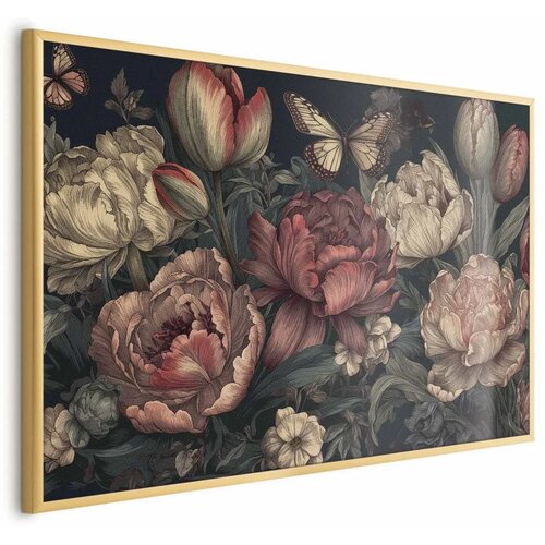  Plakat Flowers on a Turquoise Background 42x29.7 Zlatni okvir Cene