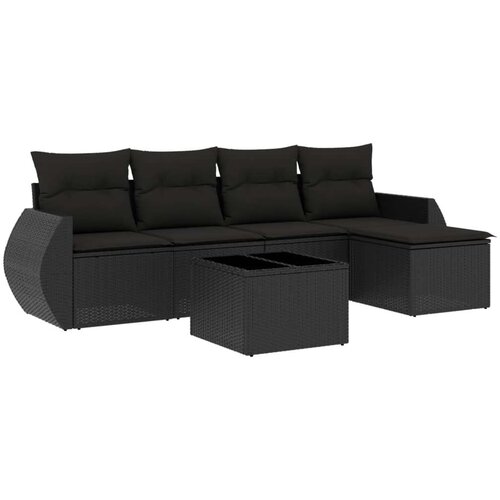 VidaXL 6-dijelni set vrtnih sofa s jastucima crni od poliratana Slike