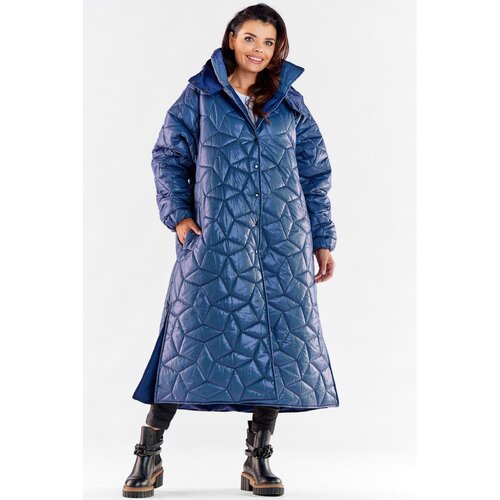Awama Woman's Coat A537 Navy Blue Slike