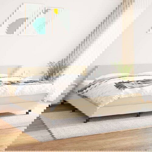  Box spring postelja z vzmetnico krem 180x200 cm blago Cene