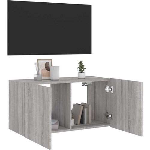  Zidni TV ormarić s LED svjetlima boja hrasta 80x35x41 cm Slike