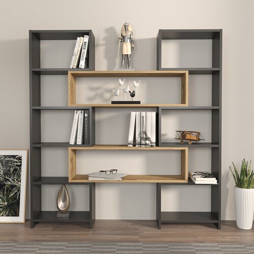 Hanah home Polica 163x150x22cm Crni hrast Cijene