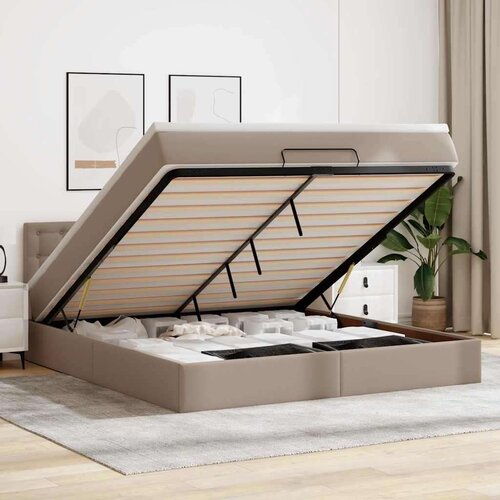  Otoman krevet s madracima i LED 160x200cm umjetna koža - Boja cappuccina 160 x 200 cm Cijene
