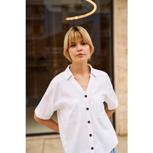 Marisse Viscose-Linen White Shirt Cene
