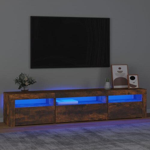 vidaXL TV omarica z LED lučkami dimljeni hrast 195x35x40 cm Cene
