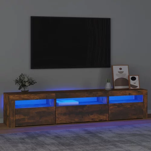 vidaXL TV omarica z LED lučkami dimljeni hrast 195x35x40 cm