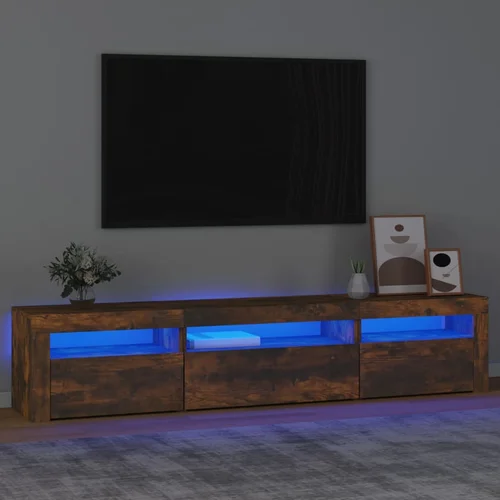 vidaXL TV ormarić s LED svjetlima boja dimljenog hrasta 195x35x40 cm