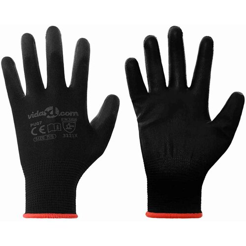 vidaXL Delovne rokavice 12 pcs Črna 7 / S Poliester, (5000112403) Cene