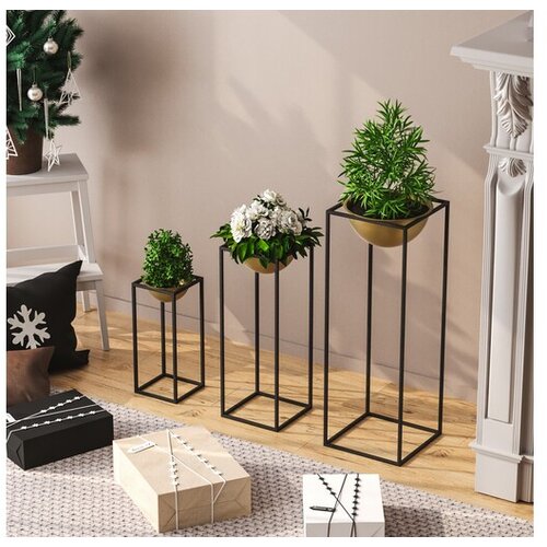 WALLXPERT Set dekorativnih saksija GED-019-A, 28x80cm, 17x40cm, 22x60cm, Zlatne boje Cene