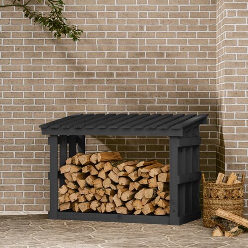 vidaXL Stojalo za drva sivo 108x64,5x77 cm trdna borovina Cene