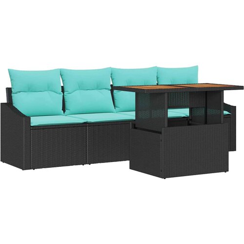 vidaXL Vrtna sedežna garnitura z blazino z blazino 5 pcs Črna in Teal, (5000135363) Cene
