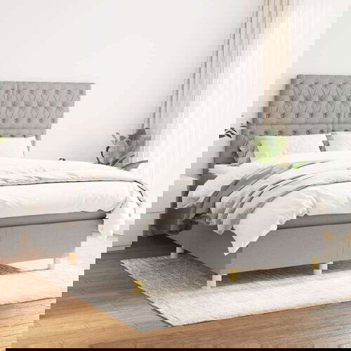  Box spring postelja z vzmetnico svetlo siva 140x200 cm blago, (20725491) Cene