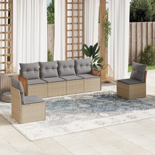  6-dijelni set vrtnih sofa s jastucima bež od poliratana 59 x 62 x 69 cm Cene