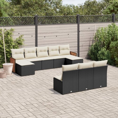 vidaXL 10-dijelni set vrtnih sofa s jastucima crni od poliratana Cijene